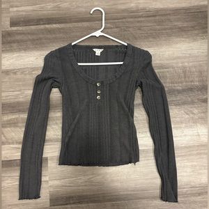 Dark grey tighter fitting long sleeve, Aeropostale, size x-small, soft material